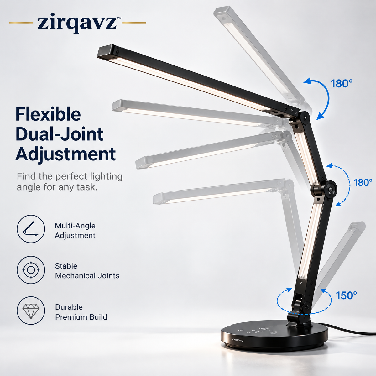 ZIRQAVZ™ LumiFlex Pro Adjustable LED Desk Lamp