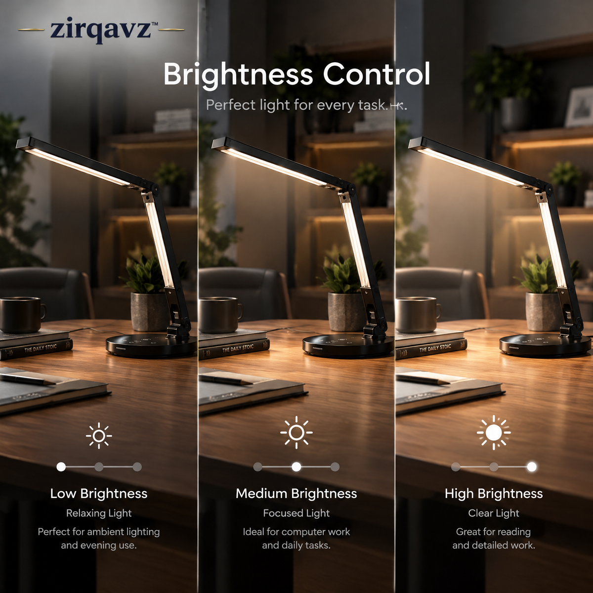 ZIRQAVZ™ LumiFlex Pro Adjustable LED Desk Lamp