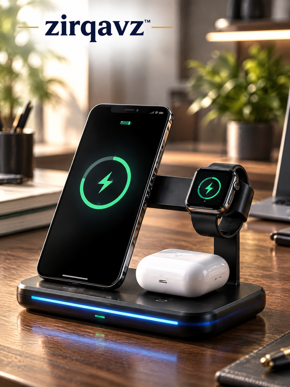 zirqavz™ PowerDock 3-in-1 Wireless Charging Station