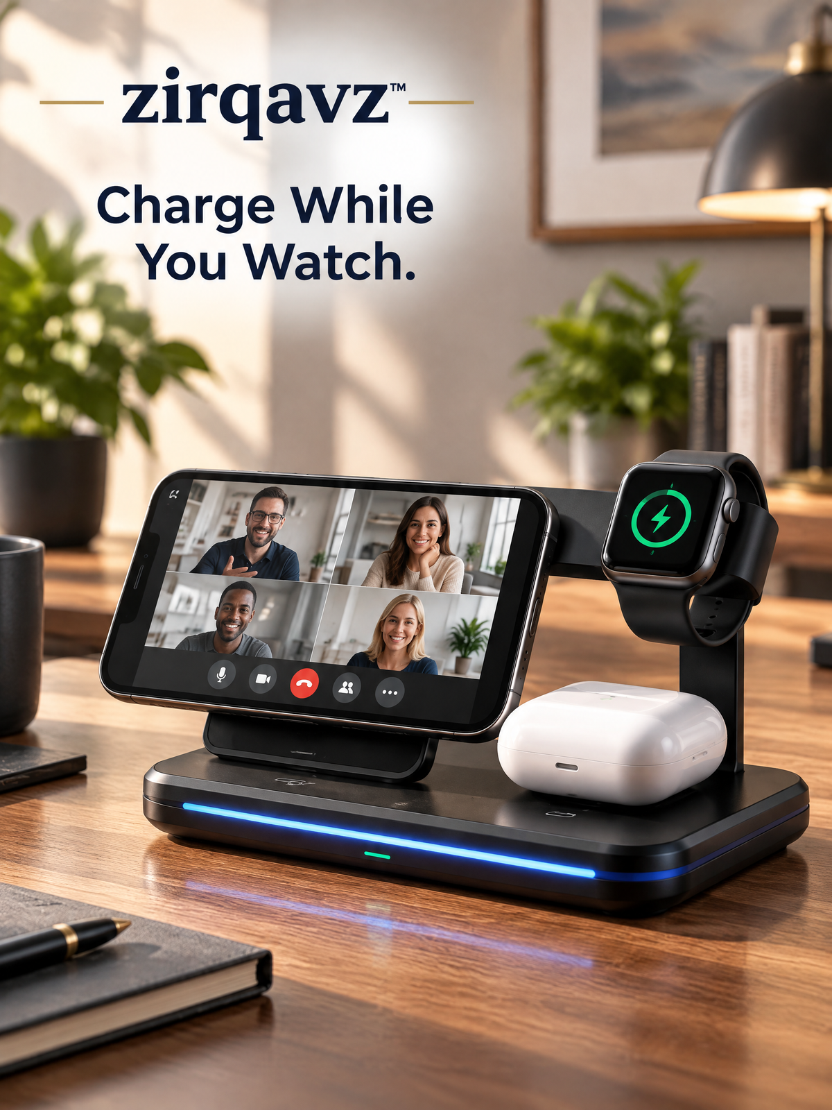 zirqavz™ PowerDock 3-in-1 Wireless Charging Station