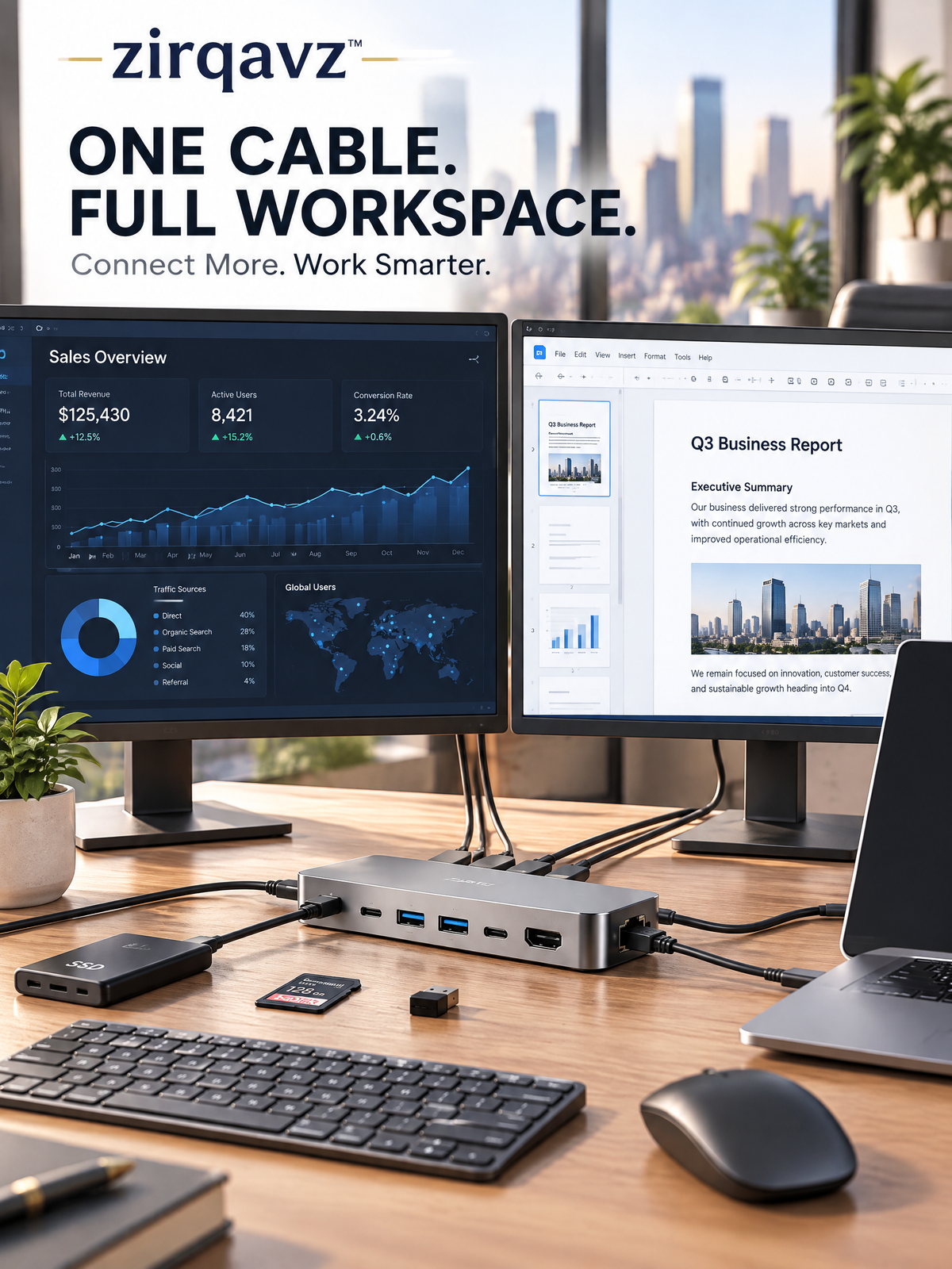 zirqavz™ ConnectHub Pro USB-C Multiport Docking Station