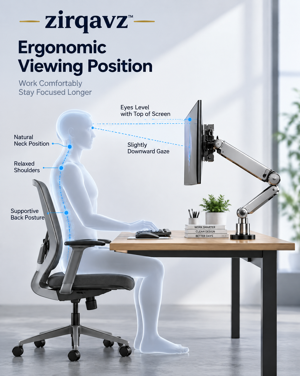 ZIRQAVZ™ FlexMount Pro Adjustable Monitor Arm