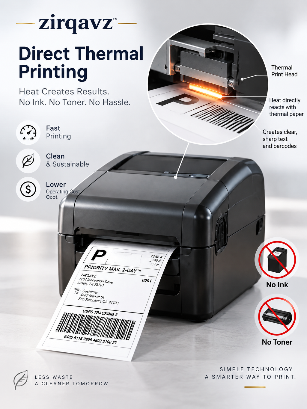 ZIRQAVZ™ LabelFlow Pro Thermal Shipping Label Printer