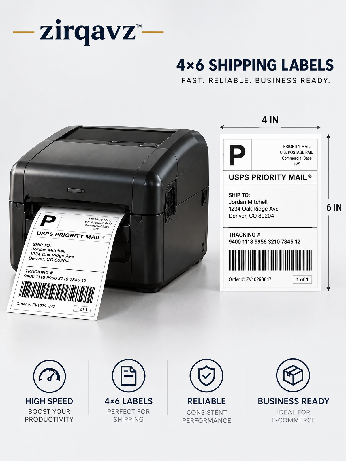 ZIRQAVZ™ LabelFlow Pro Thermal Shipping Label Printer