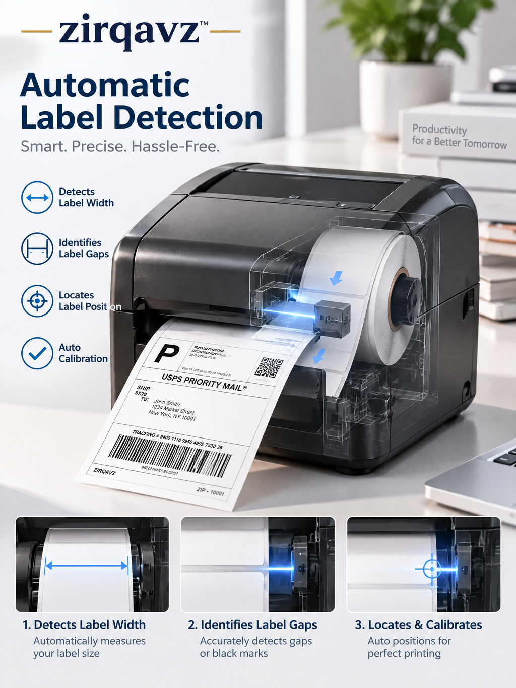 ZIRQAVZ™ LabelFlow Pro Thermal Shipping Label Printer
