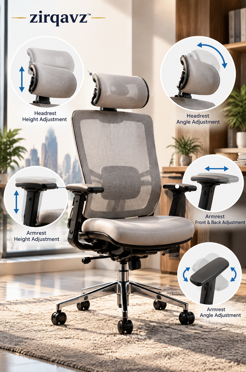 ZIRQAVZ™ ErgoFlex Pro Ergonomic Office Chair