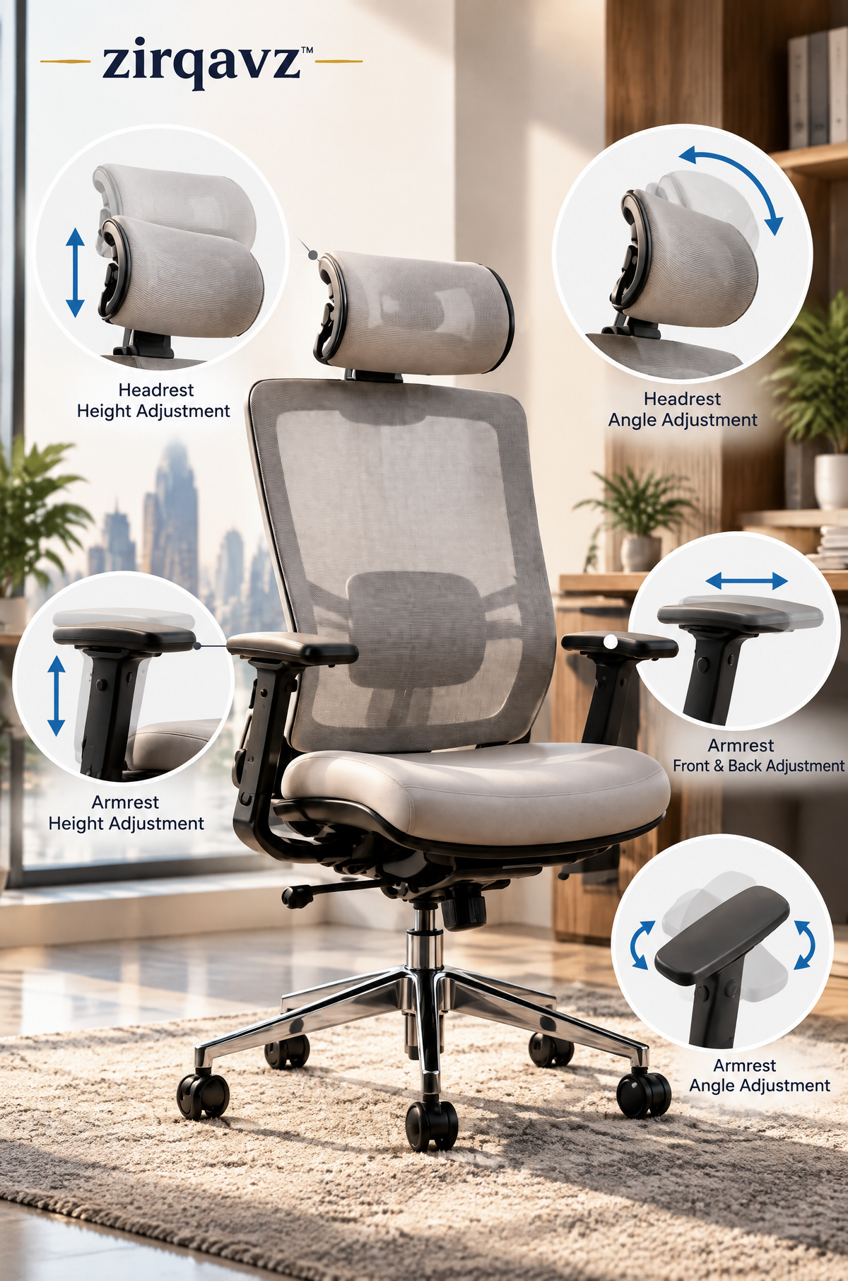 ZIRQAVZ™ ErgoFlex Pro Ergonomic Office Chair
