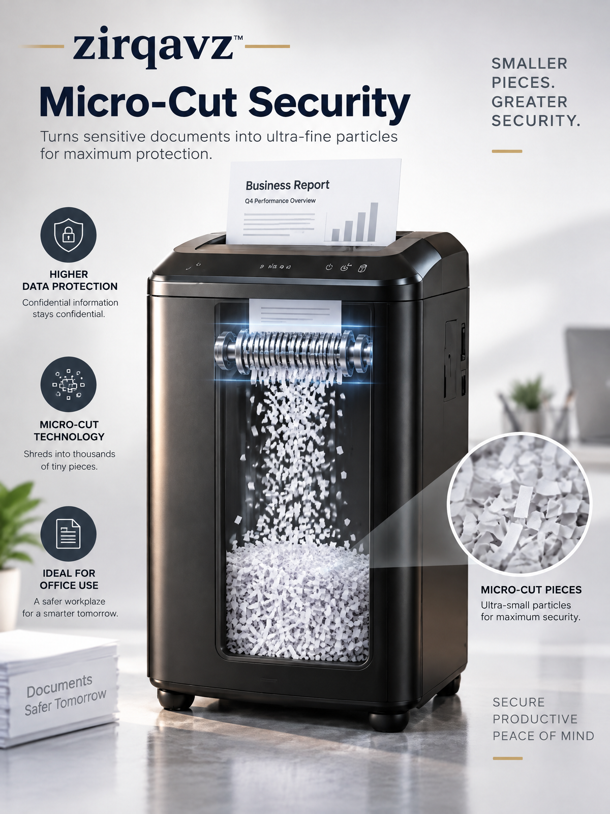 ZIRQAVZ™ SecureCut Pro Micro-Cut Paper Shredder