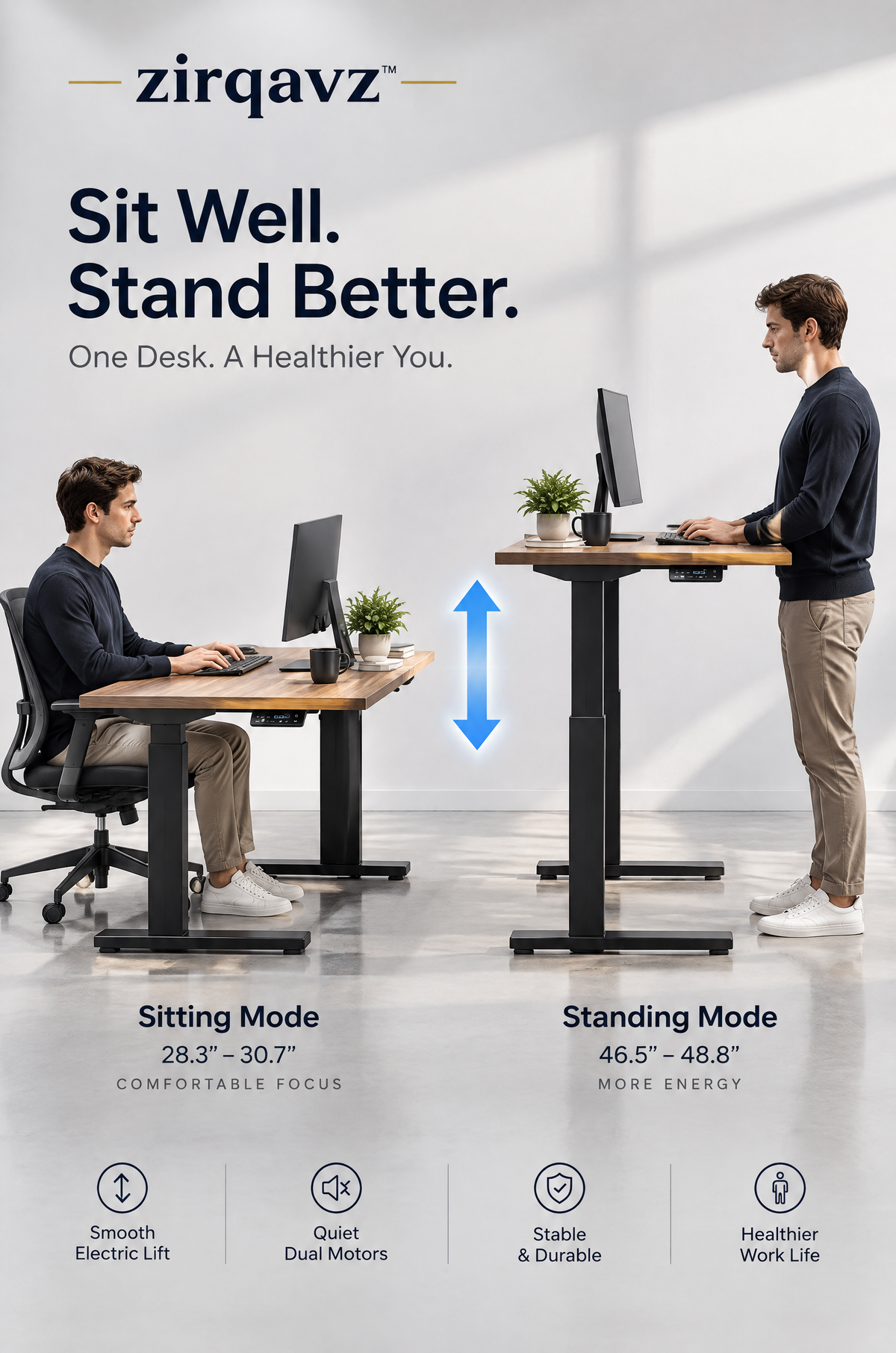 ZIRQAVZ™ Elevate Pro Electric Standing Desk